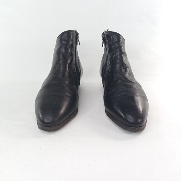 Vintage Santana Canada Womens Boots Size 7 Leather Booties Low Heel Black - Picture 2 of 11